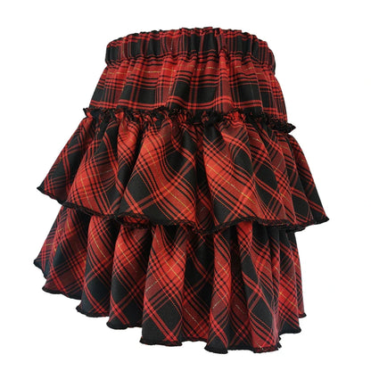 Pink Skirt Japanese College Style Youth Girl Plaid Skirt Female High Waist Slim Lolita Cosplay Y2k Skirt Goth Skirt