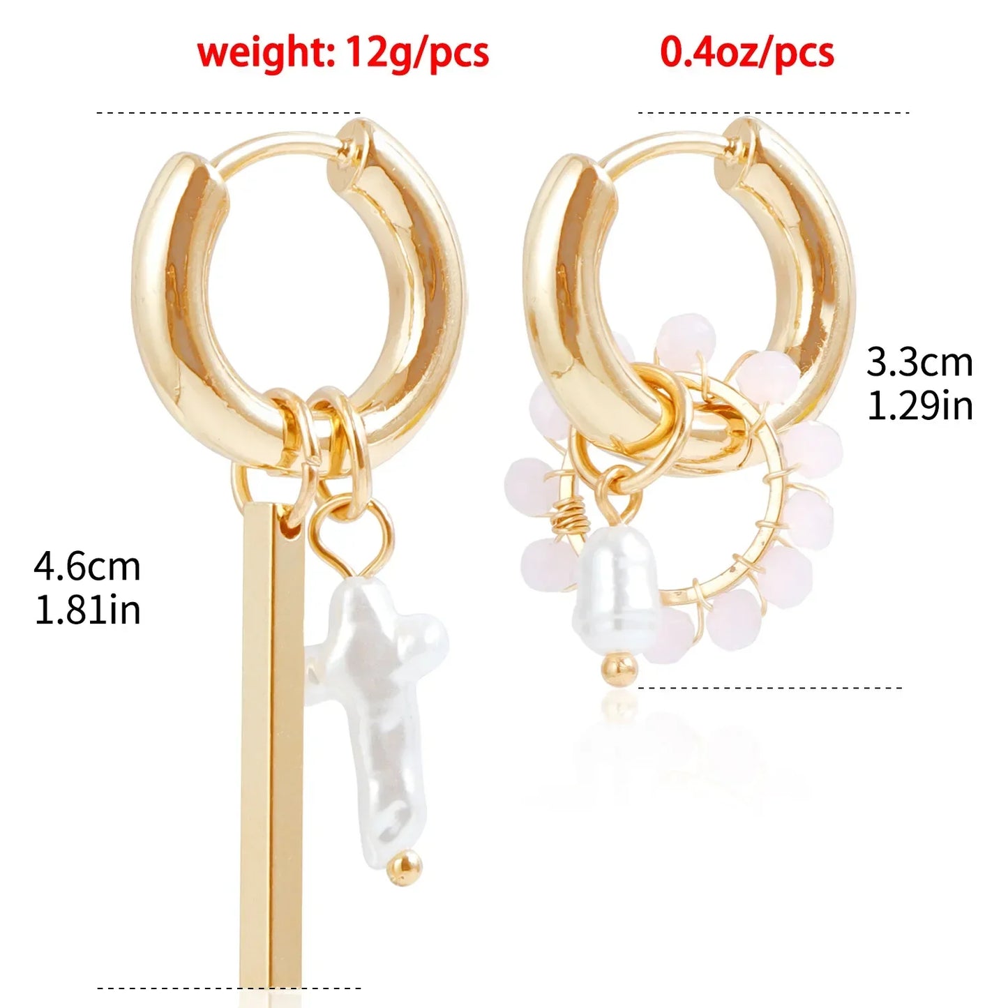 Geometric Crystal Asymmetric Dual-use Ear Buckle Earrings for Women Jewelry
