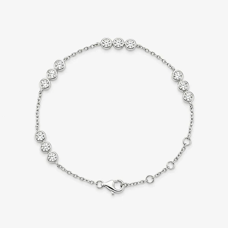 3mm Bubbles Adjustable Real All Moissanite Bracelets for Women Men Classic Lab Diamond Chain S925 Sterling Silver Jewelry