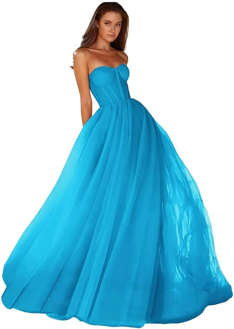 Vestidos de Baile Tomara que Caia Femininos 2026 Vestido de Festa Longo de Tule com Decote Coração para Eventos Formais Vestido de Festa de Luxo