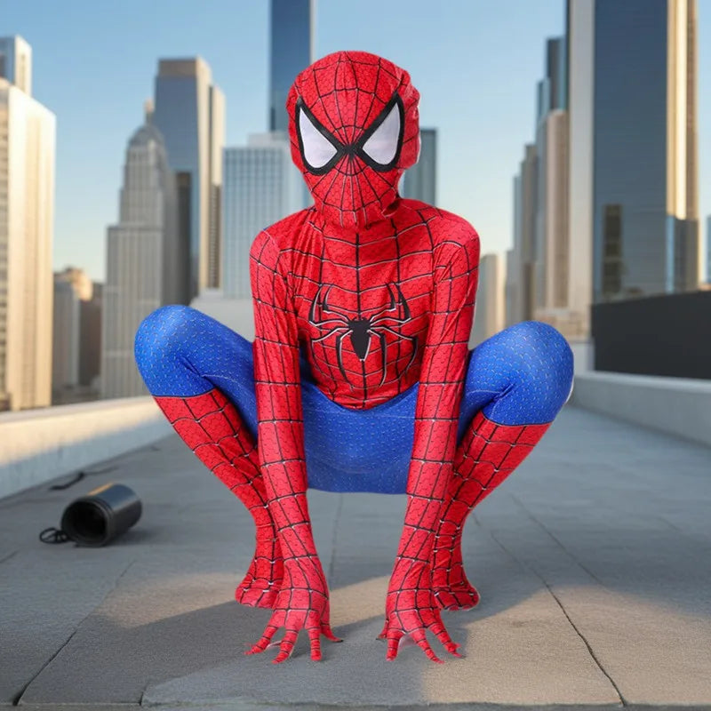 Kids Superhero Costume Extraordinary Masks Jumpsuit Boys Girls Halloween Party Outfit Breathable Full Body Cosplay Suit Festival