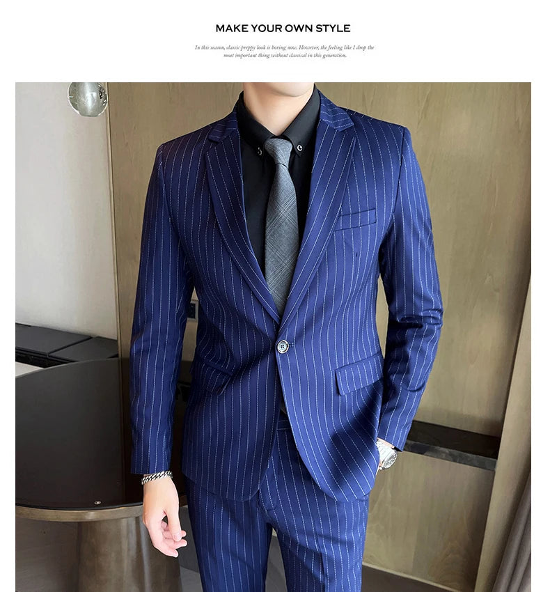 Conjunto Masculino de Terno e Calça de Luxo 2023 Britânico Festa de Casamento Moda Negócios Casual Tendência Duas Peças