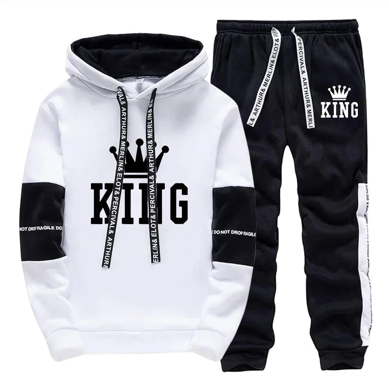King Printing Mens Tracksuit Hot Sales Casual Hoodie Pants Streetwear Outdoors Mens Clothing Single Piece Sweatshirts Sweatpants