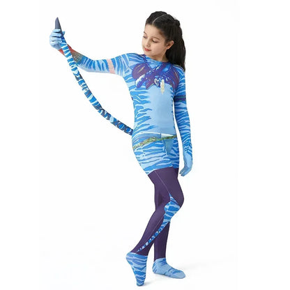 Avatar Costume for Kids Cosplay Alien Child Boy Girl Avatar The Way of Water Christmas Halloween Masquerade Party Dress Up