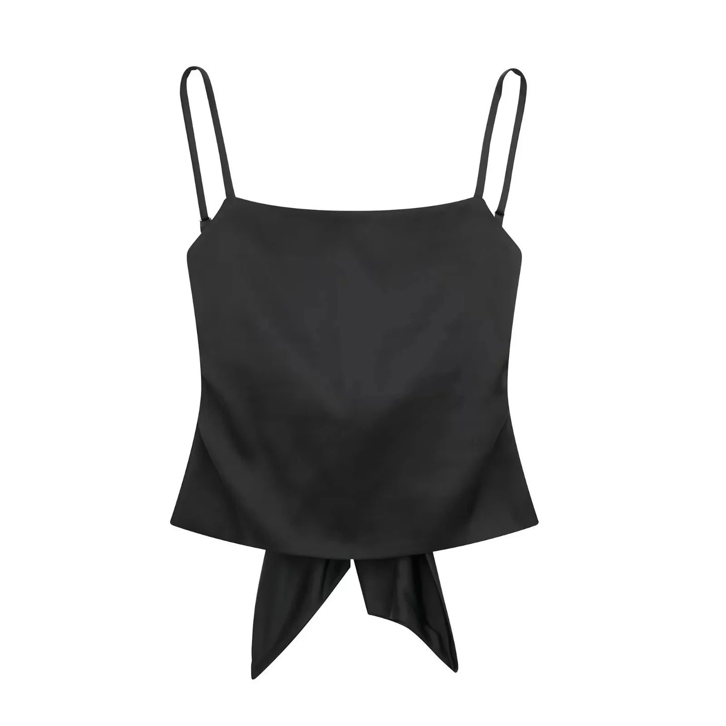 Women Summer Back Bow Solid Satin Backless Sling Crop Top Chic Female Sexy Clothing Streetwear Camis Mujer 2024 Fashion