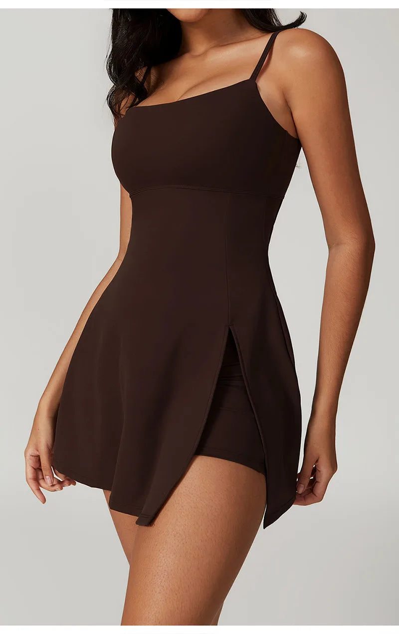 Safe Sports Dress Golf Tennis Gym Yoga Dresses Women Girl Running Workout Long Skirts Fitness Outdoor One Piece Dress