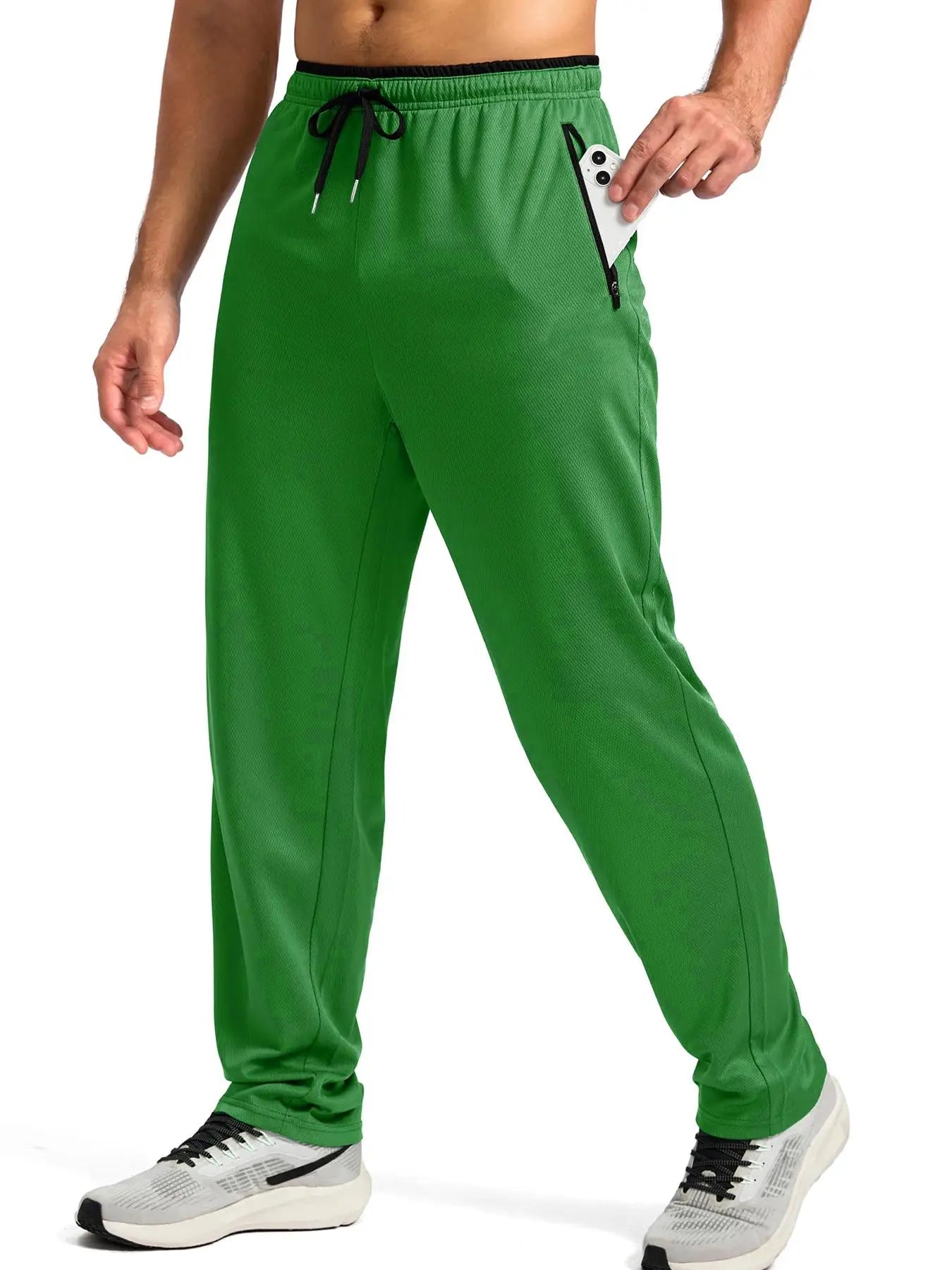 2025  Men's Comfort Sports Pants Solid Color Breathable Quick Drying Loose Fit Basketball Running Straight Leg Trousers