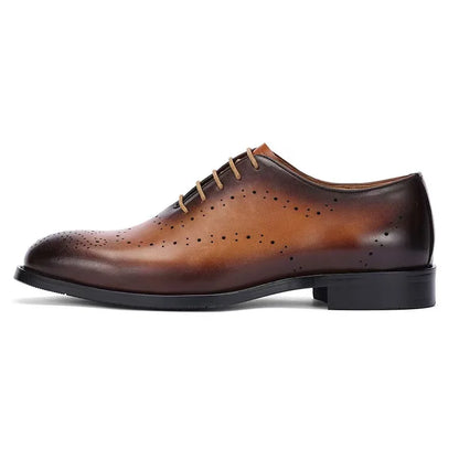 Luxury Genuine Leather Men's Dress Shoes Red/Black Wingtip Oxford Formal Lace-up Brogue Business Man Shoes for Social Wedding