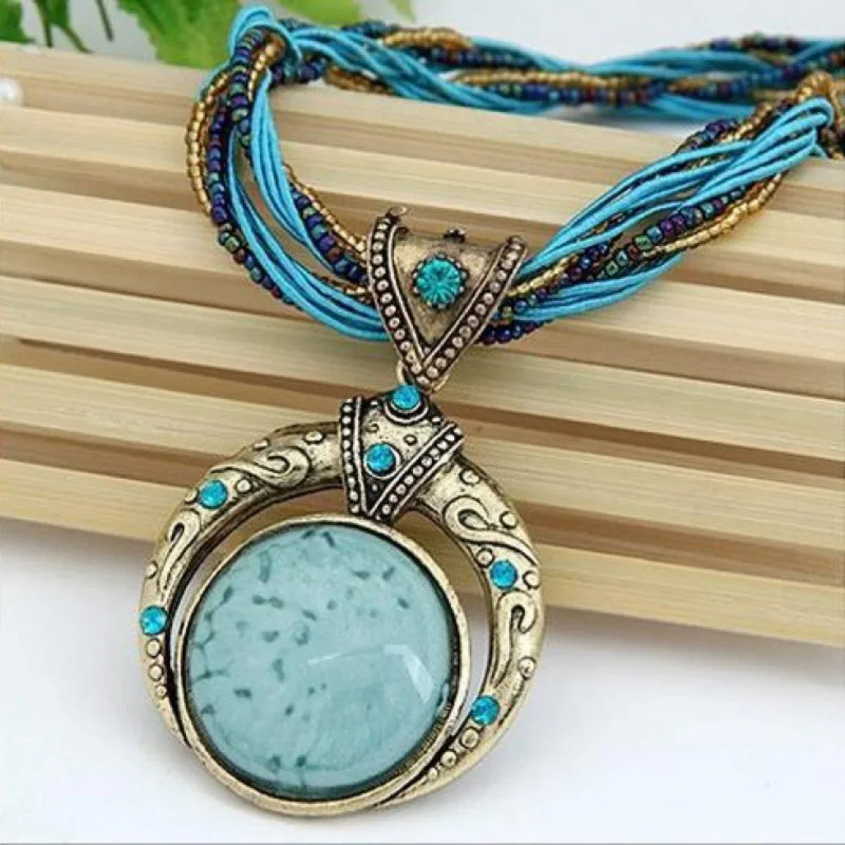 Bohemian Multilayer Necklace Vintage Beads Chain with Crystal Pendant Free-spirited Fashion Jewelry for Women Gift