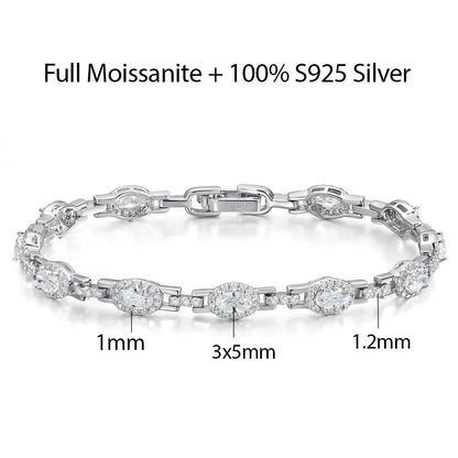 3x5mm Oval Cut Full Moissanite Tennis Bracelet Can Pass Diamond Test for Women S925 Silver luxury Sparkling Fine Jewelry