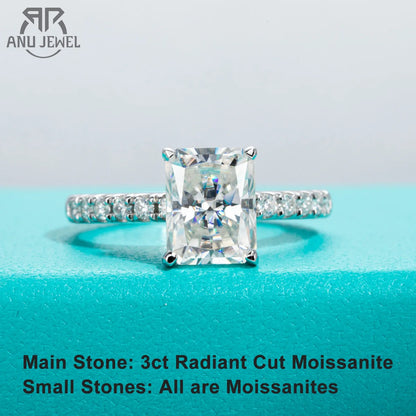 3ct D Color Radiant Cut Moissanite Engagement Gold Plated 925 Sterling Silver Rings For Woman Customs Jewelry Wholesale