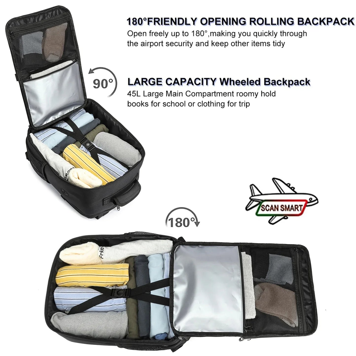 travel backpacks 40x20x25 ryanair cabin bag Unisex Carry-On Suitcase.15.6-inch Laptop Backpack For School,night reflective strip