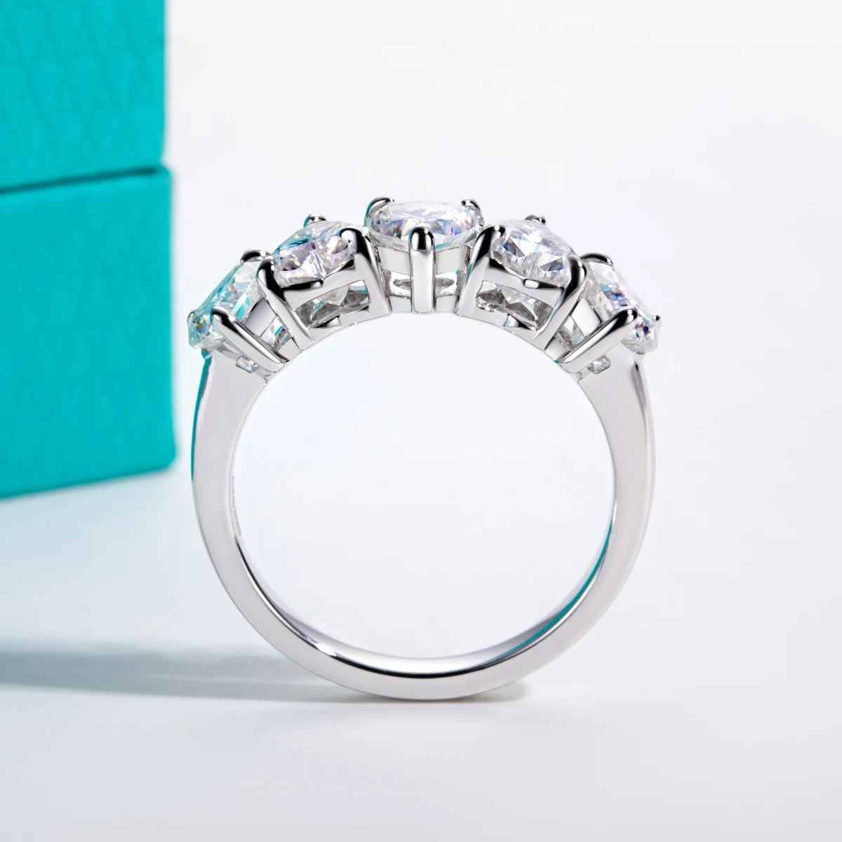 2.5cttw Heart Moissanite Wedding Band Ring 925 Sterling Silver 18K Gold Plated Promise Band Rings for Women Jewelry