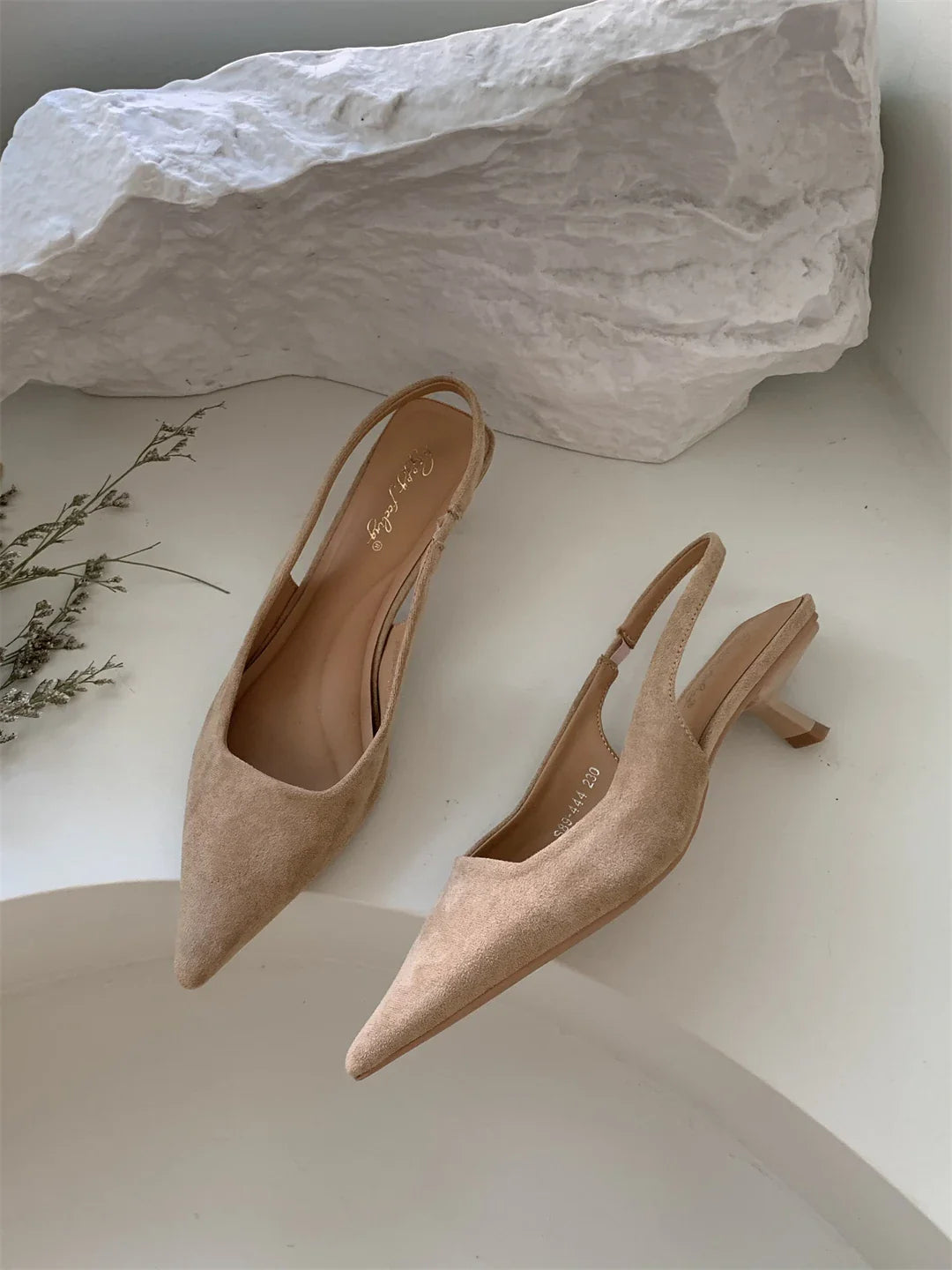 Women Sandals Pointed Toe Elegant Low-heel Shoes Summer Fashion Slingback Woman Mules Shoes Pumps Dress Shoes