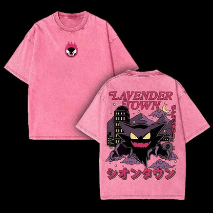 2026 Anime Washed Vintage Summer Gengar Short Sleeve Tee Graphic T-Shirt Man Women Cosplay Casual Tops Y2k Streetwear