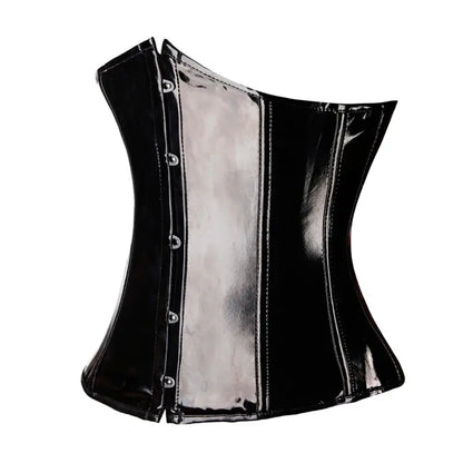 Black Glossy PVC Vinyl Underbust Corset Top for Women Push Up Bustier Goth Punk Waist Cincher Body Shaper Plus Size Sexy Korsett