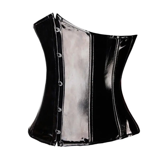 Black Glossy PVC Vinyl Underbust Corset Top for Women Push Up Bustier Goth Punk Waist Cincher Body Shaper Plus Size Sexy Korsett