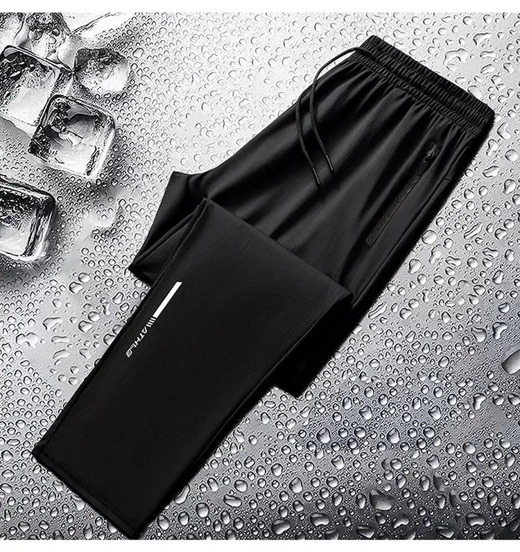 Men's spring and summer ice silk long pants slim fit new loose high elasticity fast drying outdoor running casual pants