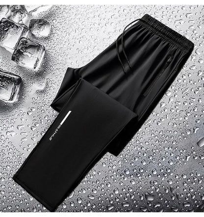 Men's spring and summer ice silk long pants slim fit new loose high elasticity fast drying outdoor running casual pants
