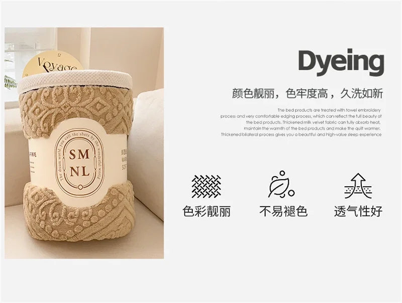 New Carved Velvet Warm Autumn Winter Blanket for Bed Soft Fluffy Sofa Blankets Warmth Cozy Coral Flannel Sofa Cover Blanket Nap