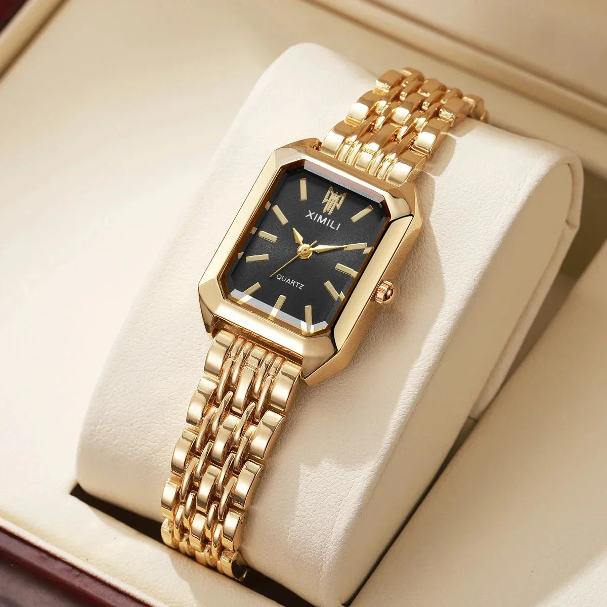 Fashion Rectangle Women Watches Ladies Stainless Steel Strap Quartz Wristwatches Reloj Mujer（Without Box）
