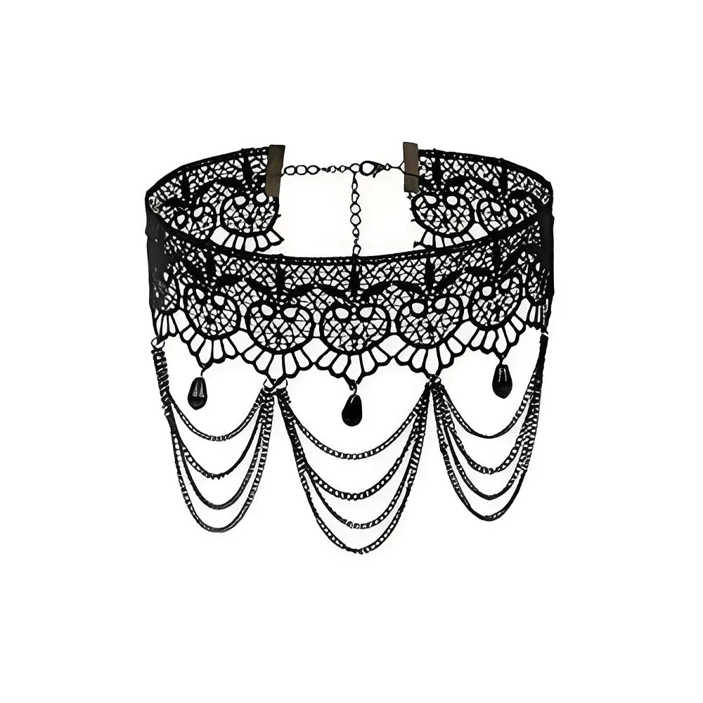 Punk Black Sexy Lace Chokers Necklace For Women Fashion Retro Clavicle Chain Halloween Collar Choker Steampunk Gifts