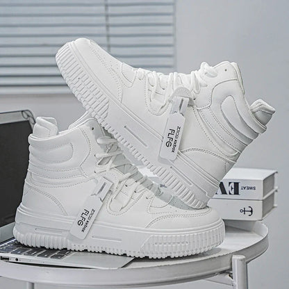 Novos Tênis Masculinos da Moda Confortáveis Macios Antiderrapantes Sola Resistente ao Desgaste Sapatos Casuais Masculinos Botas de Tornozelo Skate de Inverno Preppy