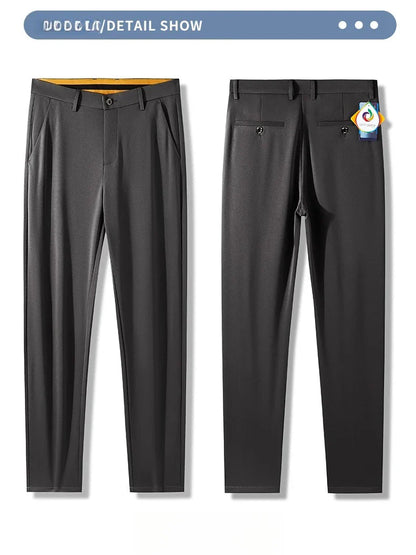 Men Spring Summer Thin Formal Dress Pants High Quality Elastic Waist Business Casual Suit Trousers Work Office Black Long Pants