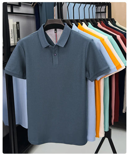 100% pure cotton high-end short sleeve polo shirt men's summer fashion new breathable Korean business casual golf brand T-shirt