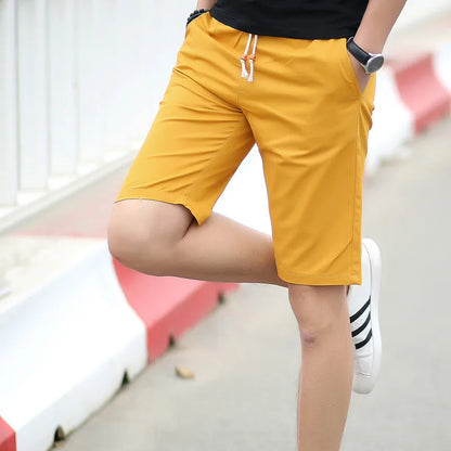 2024 Summer New 100% Cotton Soft Men's Drawstring Waist Comfortable Black White Yellow Red Blue Casual Shorts M-5XL