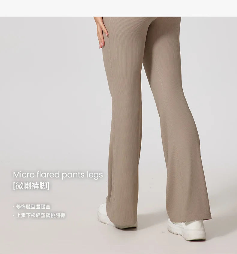 Seamless Yoga Jumpsuit Sets Beautiful Back Tight Hip Lift Trousers Micro Flared Trousers Outdoors Sports Fitness tracksuit Woman