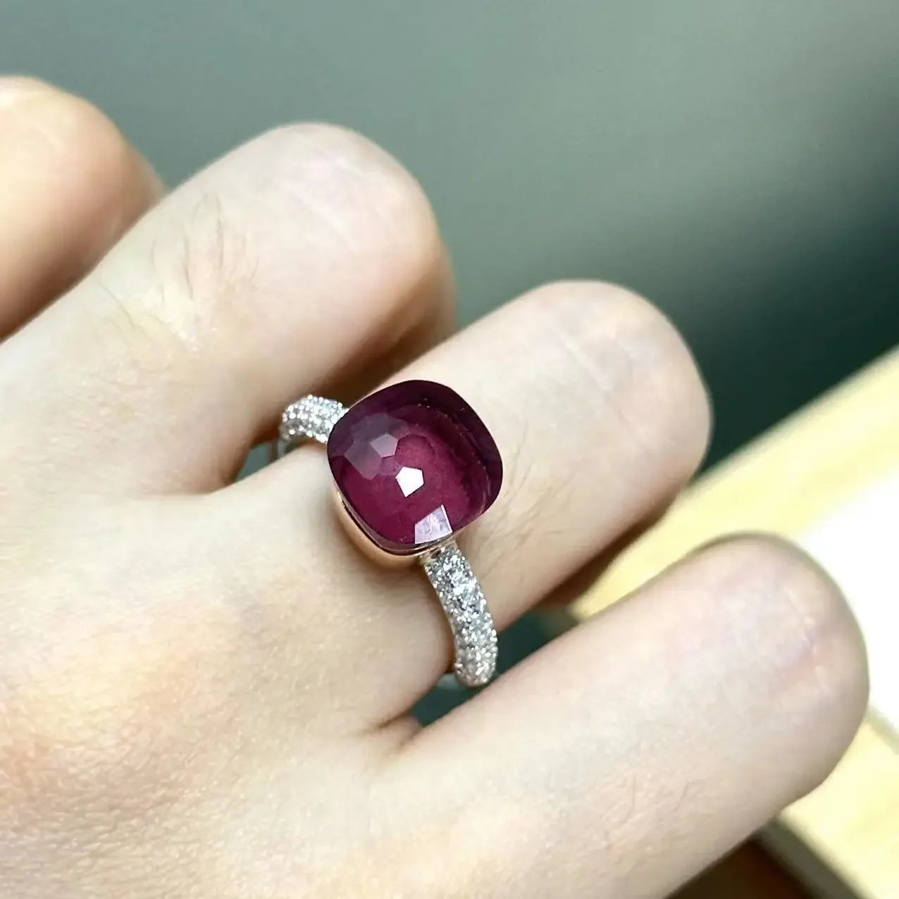 10.6mm S925 Ring Silver Rose Gold Metal 32 Colors Candy Style Zircon Crystal Ring for Women Fine Jewelry Party Gift Trendy Ring