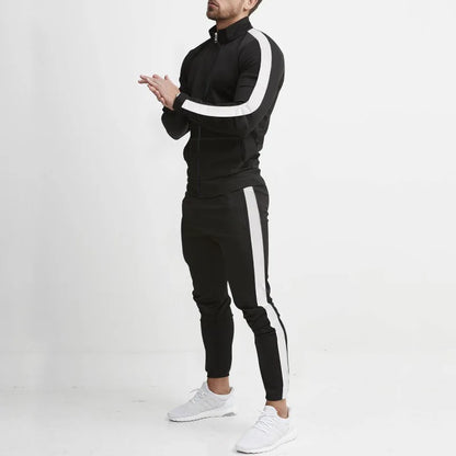 2025 autumn and winter new casual men's sports suits, color matching men's clothing, casual suits hooded trendy sports