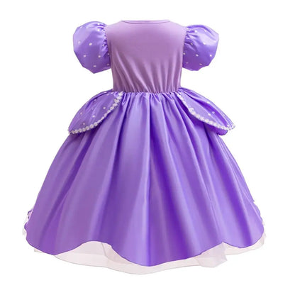 Sofia Princess Dress For Girl Summer Dress Birthday Carnival Party Sophia Sleeve Fluffy Ball Dress + Accessories