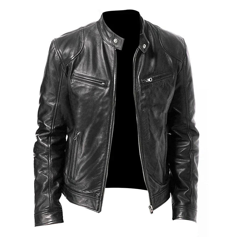 Jaquetas de Couro Masculinas 2024 Jaquetas Casuais de Motocicleta Masculinas Casaco de Motocicleta Slim Fit com Lapela Jaquetas de Couro PU Outono Casaco de Couro Masculino Anti-vento