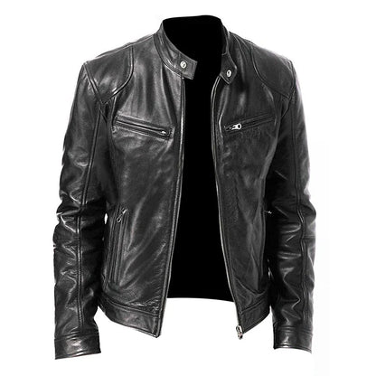 Jaquetas de Couro Masculinas 2024 Jaquetas Casuais de Motocicleta Masculinas Casaco de Motocicleta Slim Fit com Lapela Jaquetas de Couro PU Outono Casaco de Couro Masculino Anti-vento
