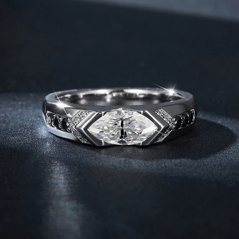 5x10mm Marquise Cut Mossanite Rings for Women Man 925 Sterling Sliver with Gold Plated Jewelry Ladies Band Women's Ring