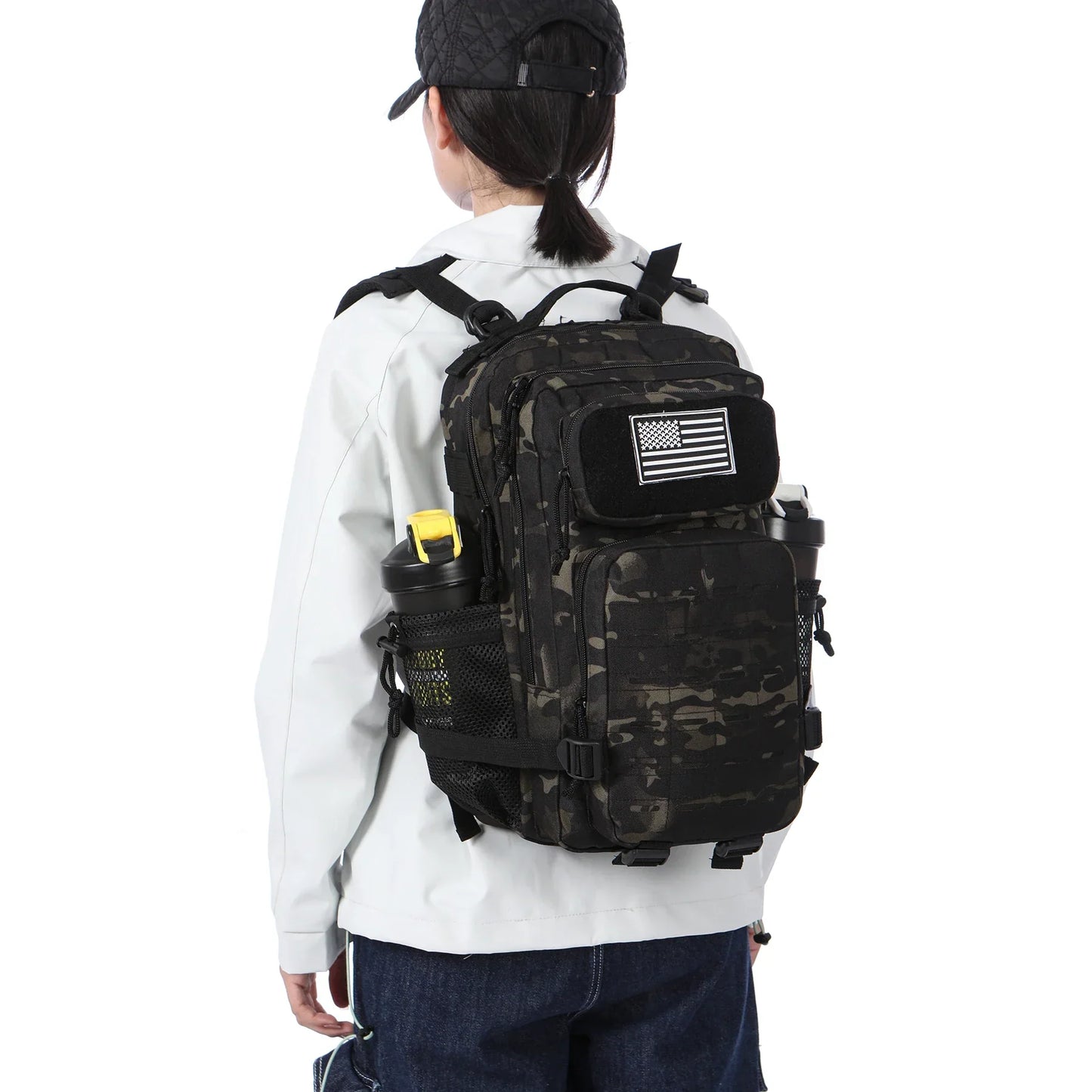 25L/50L Tactical Backpack Bag Hunting MOLLE Backpack GYM For Men EDC Outdoor Hiking Rucksack Witch 2 Bottle Holders