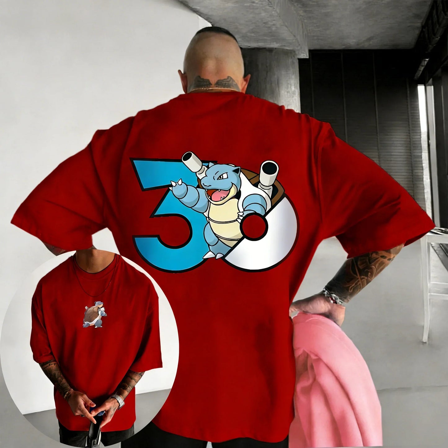 2026 30th Anniversary Blastoise Printed Cotton T-shirt Summer New Men's and Women's Loose Casual Hip Hop Trendy Short Sleeve Top