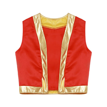 Boys Arabian Costume Arabian Prince Cosplay Dress Up Vest Waistcoat Harem Pants Suit for Halloween Carnival Stage Performance