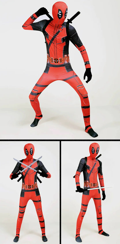 Adult Deadpool Costume Deadpool Kids Suit Cosplay Mask Suit Superhero Child Jumpsuit Halloween Costume Child Jumpsuit Kid Set