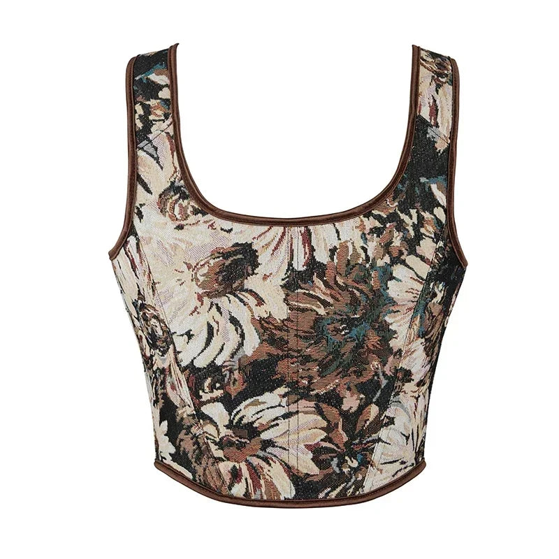 Women's Corset Tank Crop Top Sexy Bandage Lace up Plastic Bones Bustier French Style Body Shaper
