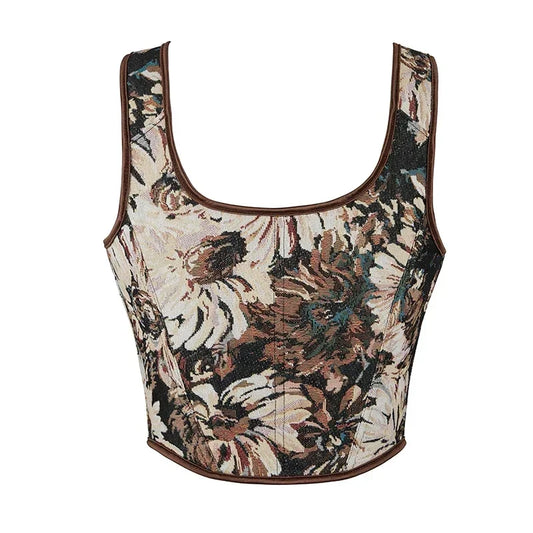 Women's Corset Tank Crop Top Sexy Bandage Lace up Plastic Bones Bustier French Style Body Shaper
