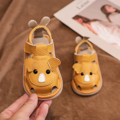 Summer Children Shoes Baby Girls Boys Genuine Leather Sandals Soft Sole Anti Slip Toddler Shoes Cartoon Kids Brach Sandals