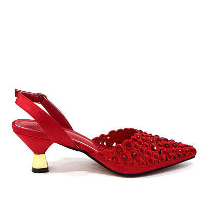 Latest High Heel Gold Color Atmospheric Luxury Pattern With Rhinestones Party Ladies Shoes And Bag Set