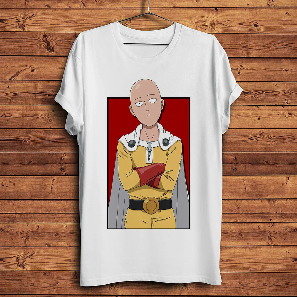 one punch Hero,Saitama,OK MAN,Funny Anime Tshirt ,Men White Casual Short Sleeve T-Shirt,Unisex Streetwear,manga Tee