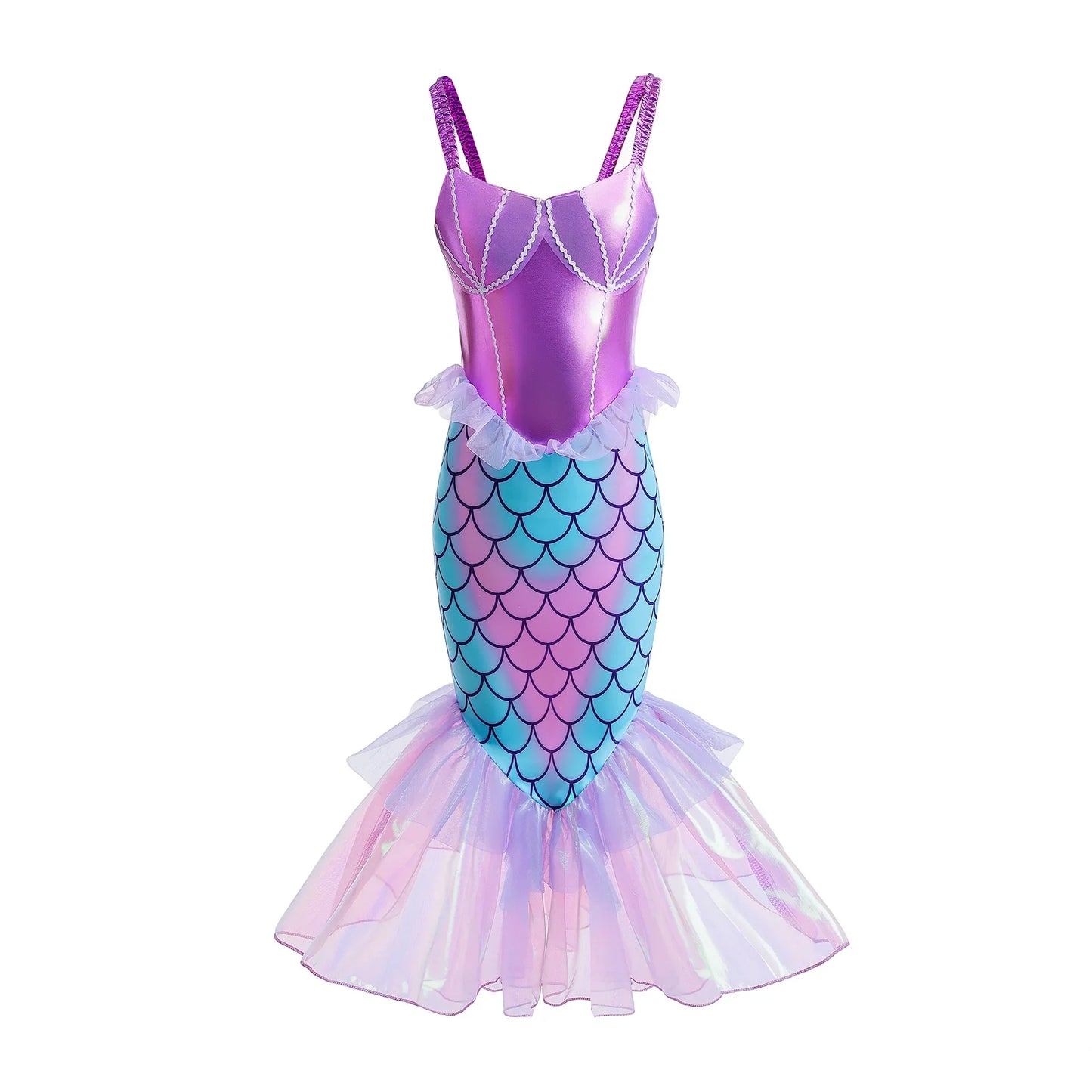 New Ariel Princess Little Mermaid Dress Girl Charm Cosplay Costume Kids Birthday Party Halloween Disguise Clothes