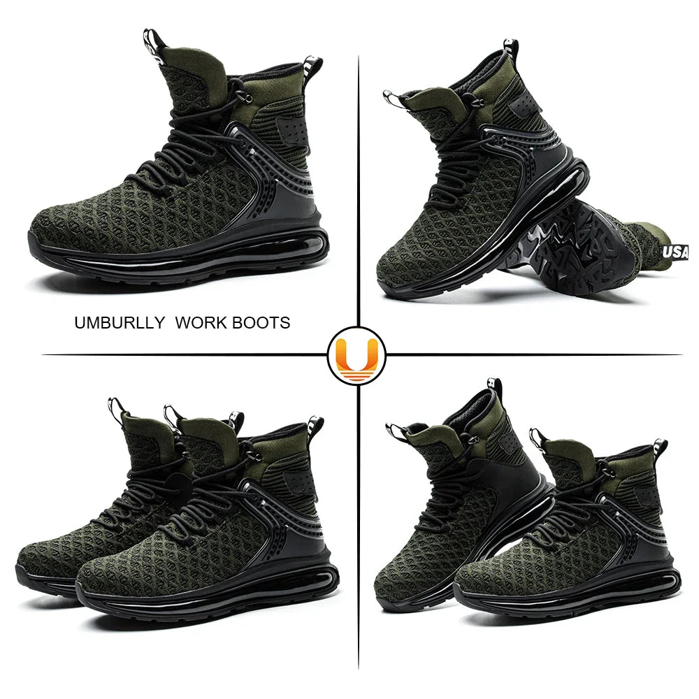 Breathable Men Work Safety Shoes Anti-smashing Steel Toe Cap Working Boots Construction Indestructible Work Sneakers Men Shoes