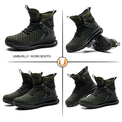 Breathable Men Work Safety Shoes Anti-smashing Steel Toe Cap Working Boots Construction Indestructible Work Sneakers Men Shoes