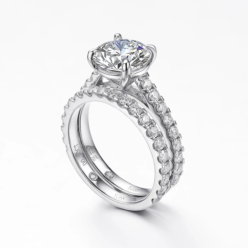 Full Moissanite Bridal Rings Set With  Certificate D Color Diamond Engagement Ring 925 Sterling Silver Wedding Band For Women